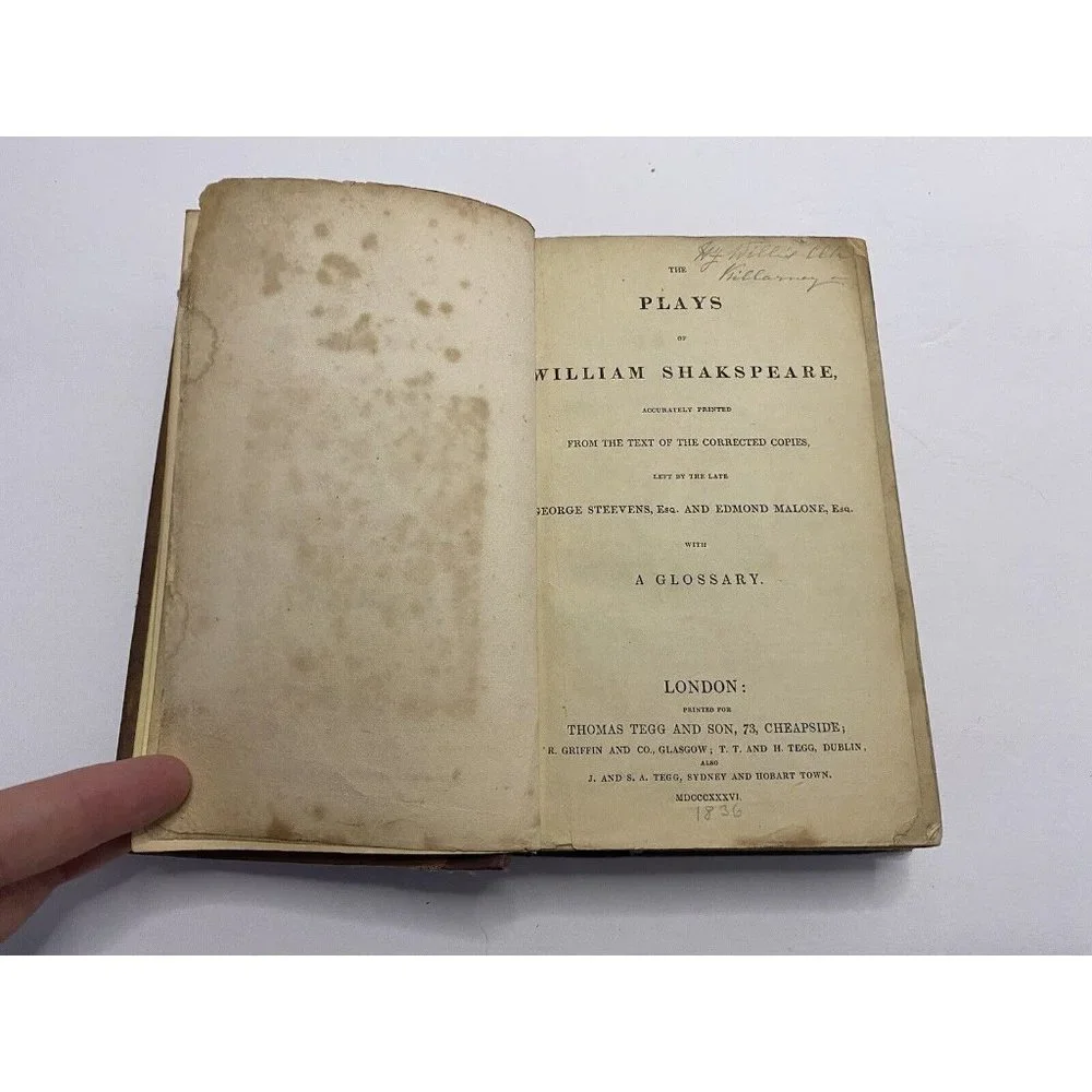 Antique Shakespeare’s Play’s Complete‎ In One Volume 1836 Dramatic Works